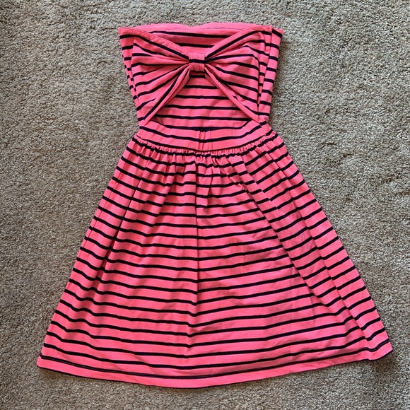 Pink and Navy Striped Strapless Sundress - Picture 2 of 5